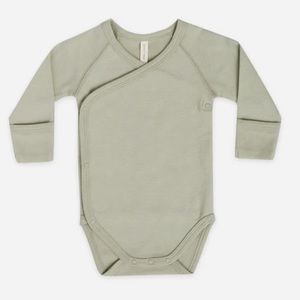 Quincy Mae Organic Cotton Side Snap Bodysuit - 3-6M - Sage Green
